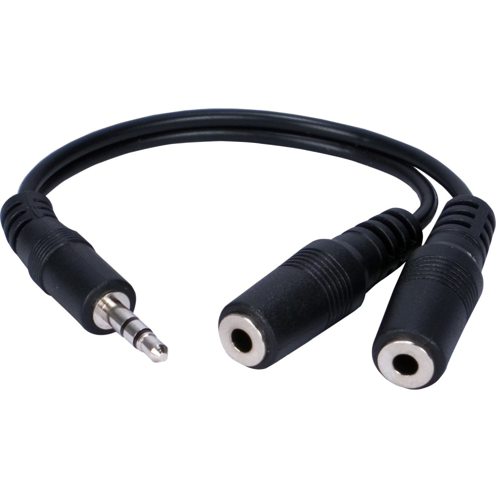 QVS 3.5mm Mini-Stereo Male To Two Female Speaker Splitter Cable, 6in (Min Order Qty 11) MPN:CC400Y