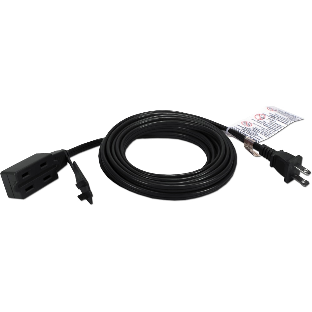 QVS 3-Outlet 2-Prong 15ft Power Extension Cord - 3 x AC Power - 15 ft Cord - 13 A Current - 125 V AC Voltage - 1625 W - 3 x AC Power - 15 ft Cord - 13 A Current - 125 V AC Voltage - 1625 W - Black (Min Order Qty 7) MPN:PC2PX-15