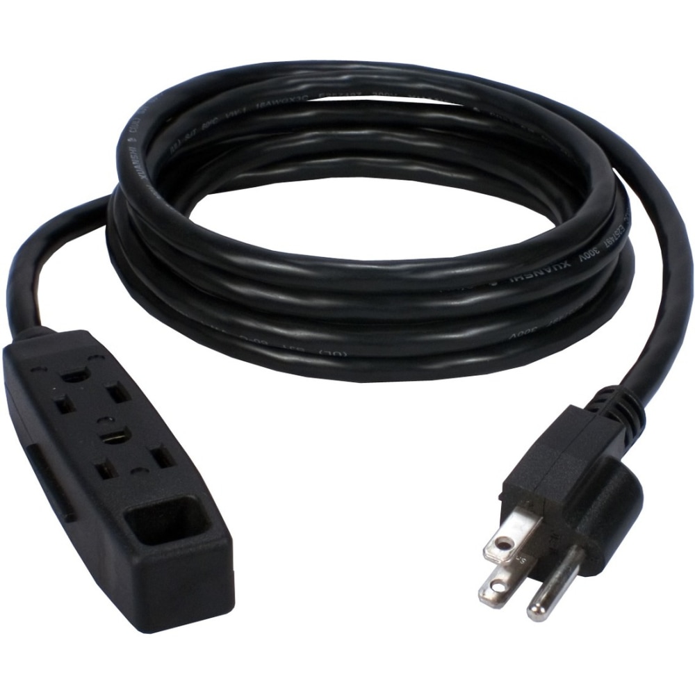 QVS 3-Outlet 3-Prong 10ft Power Extension Cord - 3-prong - 3 x AC Power - 10 ft Cord - 13 A Current - 125 V AC Voltage - 1625 W - Wall Mountable - 3-prong - 3 x AC Power - 10 ft Cord - 13 A Current - 125 V AC Voltage - 1625 W - Wall M (Min Order Qty 4) MP