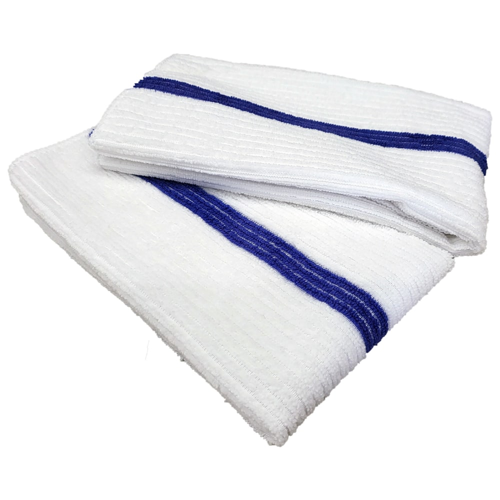 Pro-Clean Basics Microfiber Bar Mop Towels, 15in x 18in, White/Blue, Pack Of 180 Towels MPN:73060-180