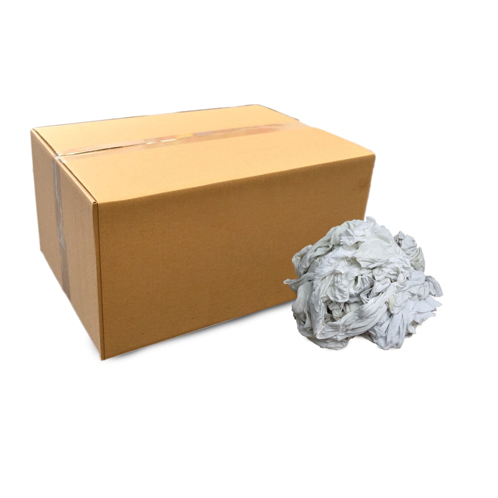 Pro-Clean Basics T-Shirt Rags, 100% Recycled, Mixed White, 50 Lb Box MPN:99010-50