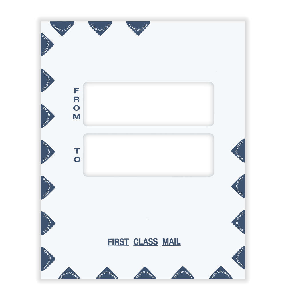 ComplyRight First Class Double Window Tax Mailer Envelope, White/Blue, Self-Seal, 9-1/2in x 12in, Pack of 50, PEO41 MPN:PEO41