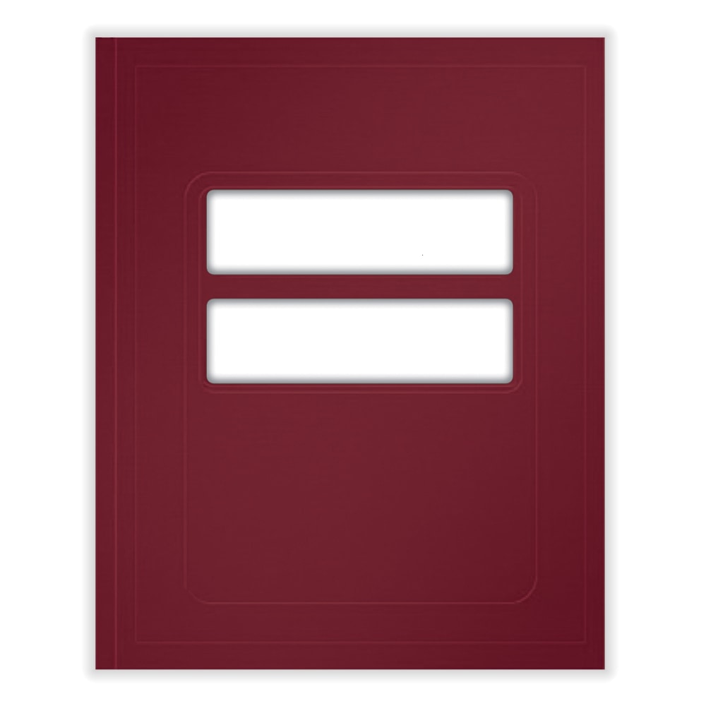 ComplyRight Tax Presentation Folder, Double Windows, 1/2in Spine, Single Pocket, Burgundy, 8-3/4in x 11-1/4in, Pack of 50 MPN:FBU11
