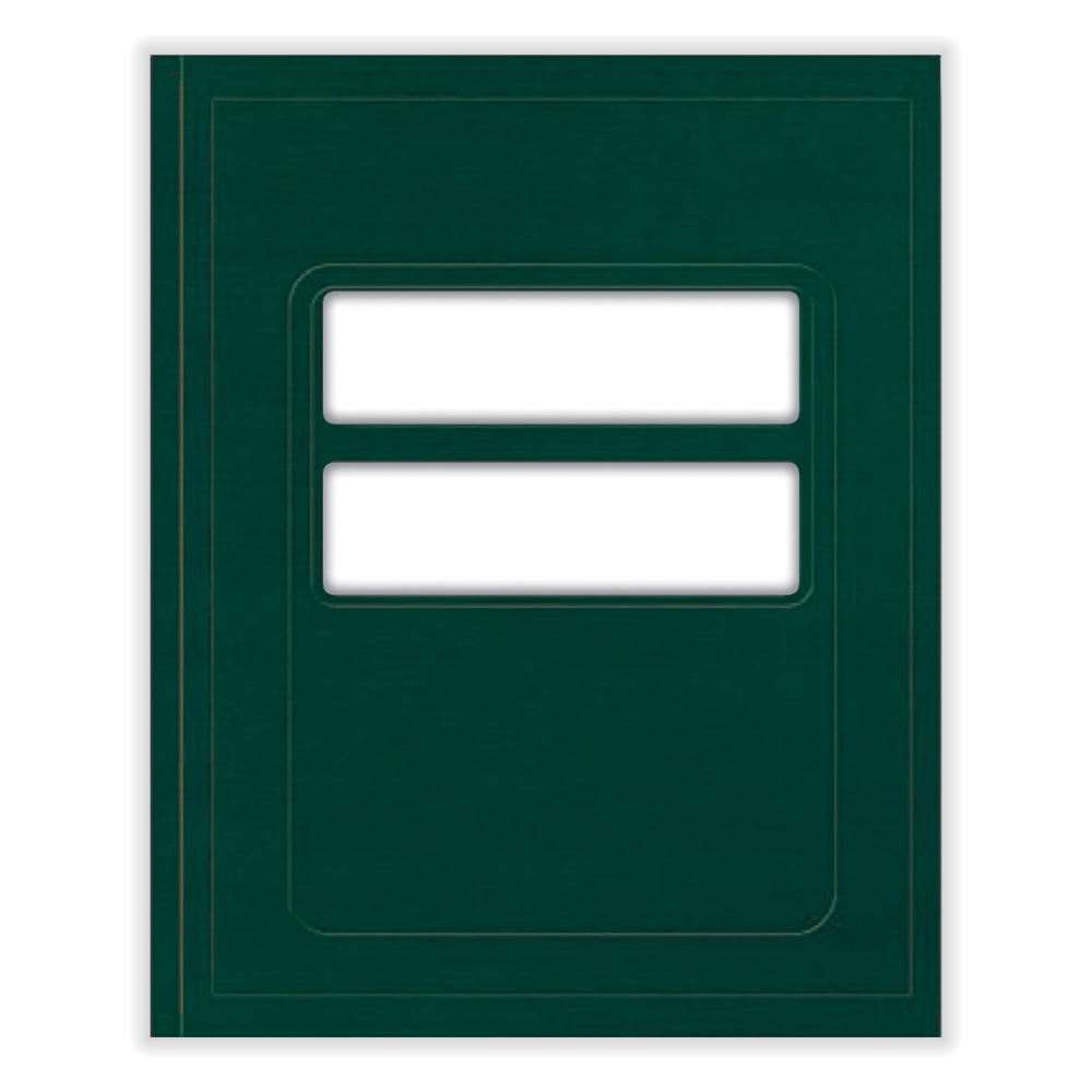 ComplyRight Tax Presentation Folder, Double Windows, 1/2in Spine, Single Pocket, Green, 8-3/4in x 11-1/4in, Pack of 50 MPN:FG04