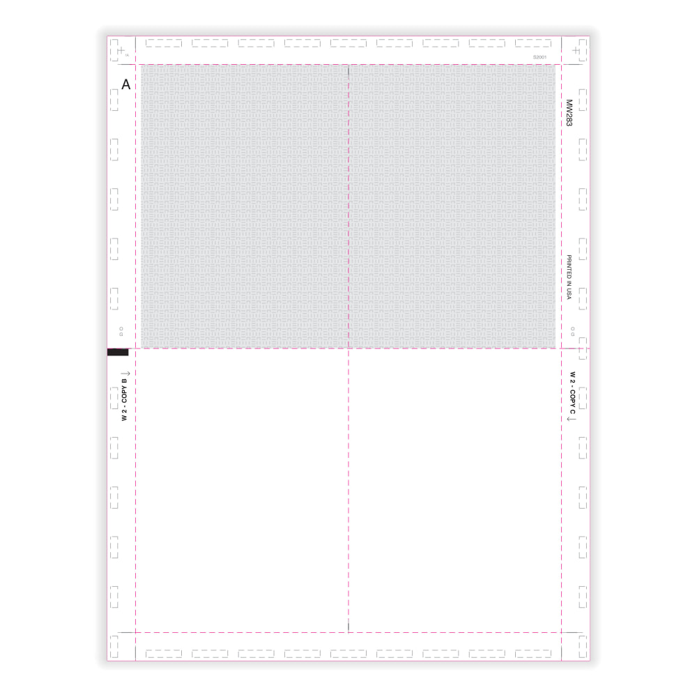 ComplyRight W-2 Tax Forms, 4-Up (Box), With Printed Backer Copy B, V-Fold Duplex, 11in, Pack Of 500 Forms MPN:5223B25