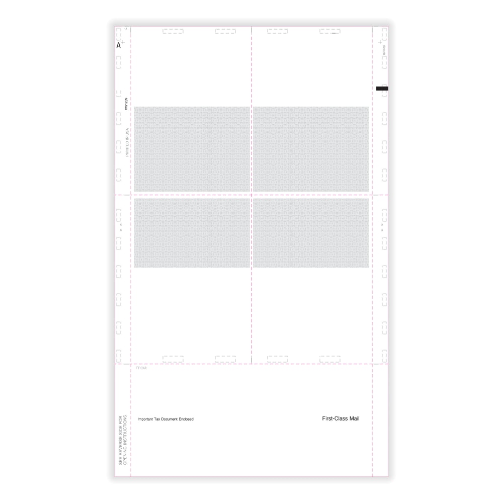 ComplyRight W-2 Tax Forms, 4-Up (Box), With Printed Backer Copy B and C, EZ-Fold Simplex, 14in, Pack Of 500 Forms, 5225B25 MPN:5225B25