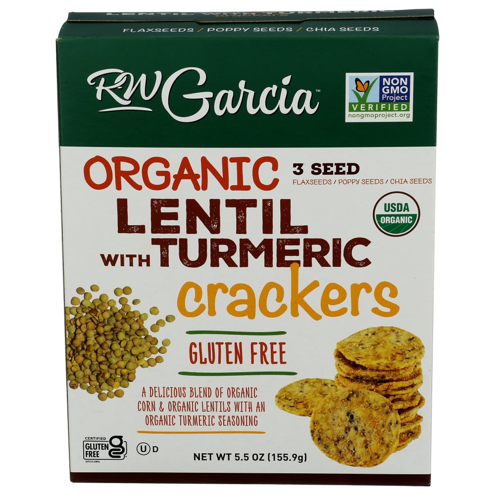 RW Garcia Organic Crackers, Lentil With Turmeric, 5.5 Oz, Total Qty 6 MPN:14517