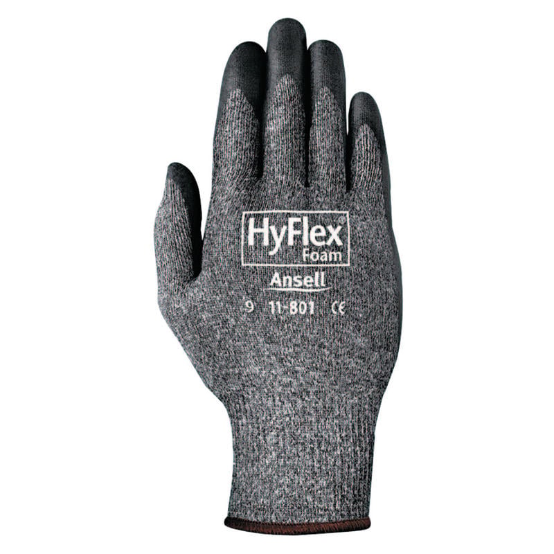 R3 Safety HyFlex Foam Gray Gloves, Medium, Black/Gray, Pack Of 12 MPN:11-801-8