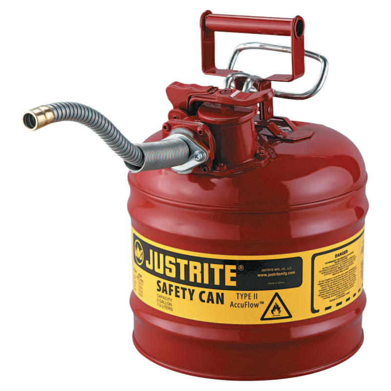 R3 Safety Type II AccuFlow Safety Cans, Flammables, 2.5 gal, Red, Flame Arrestor, 1 Hose MPN:7225130