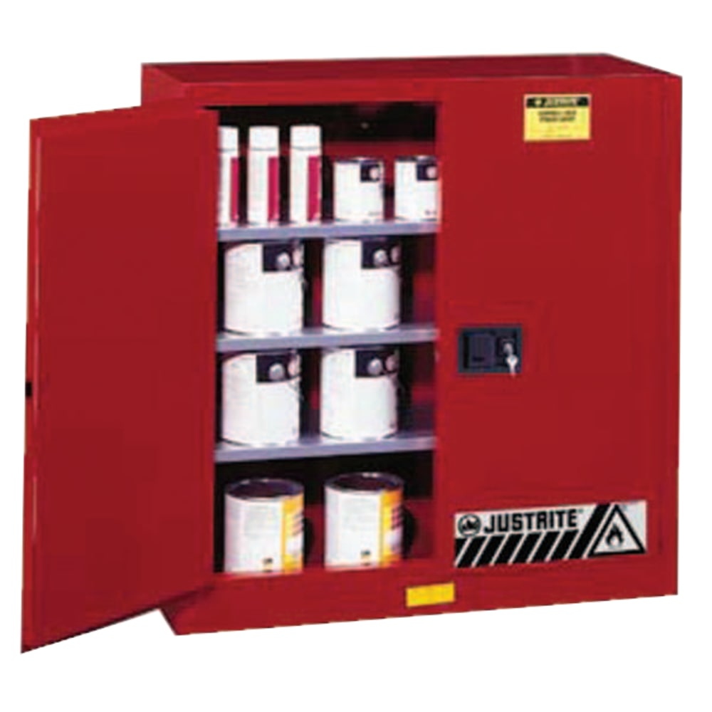 Safety Cabinets for Combustibles, Manual-Closing Cabinet, 40 Gallon, Red MPN:893011