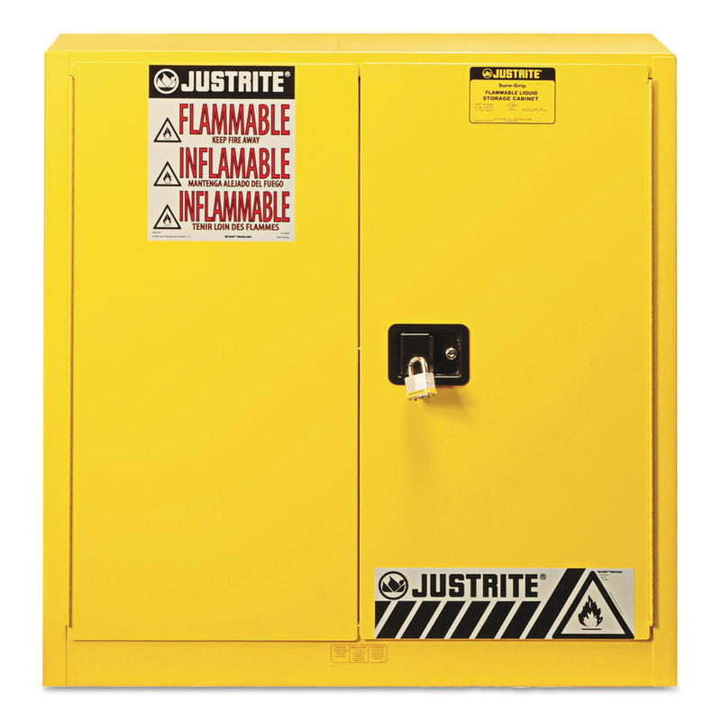 Yellow Safety Cabinets for Flammables, Manual-Closing Cabinet, 35 in, 30 Gallon MPN:893300