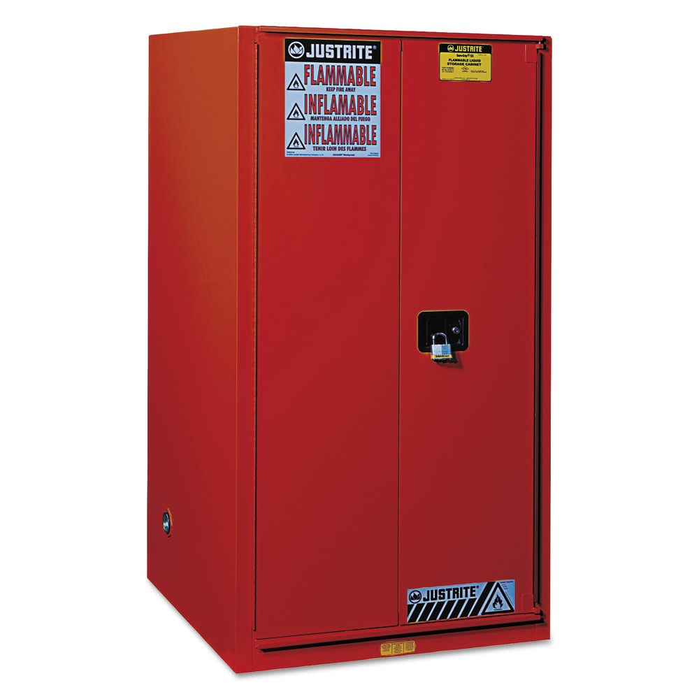 Safety Cabinets for Combustibles, Manual-Closing Cabinet, 96 Gallon, Red MPN:896011