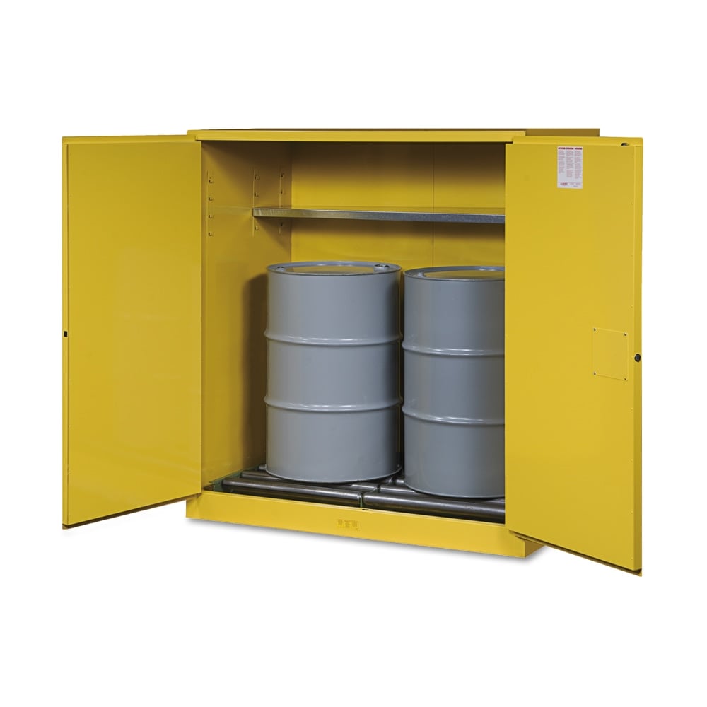 Vertical Drum Safety Cabinets, Manual-Closing, (2) 55 Gallon Drum, w/Rollers MPN:899160