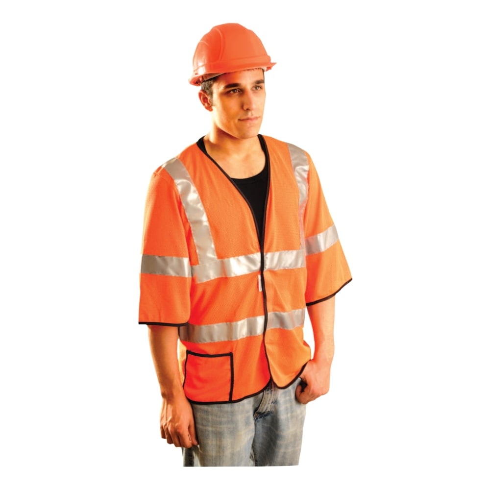 Class 3 Mesh Vests with 3M Scotchlite Reflective Tape, Large, Hi-Viz Yellow MPN:LUX-HSCOOL3-YL