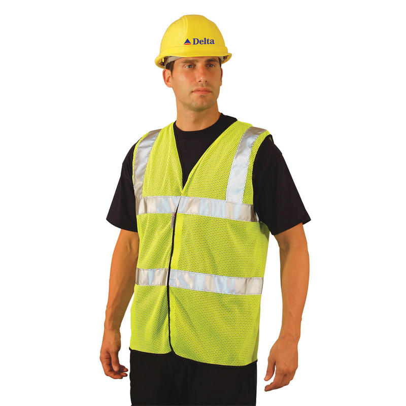 Class 2 Mesh Vests with 3M Scotchlite Reflective Tape, Large, Hi-Viz Yellow MPN:LUX-SSCOOLG-YL