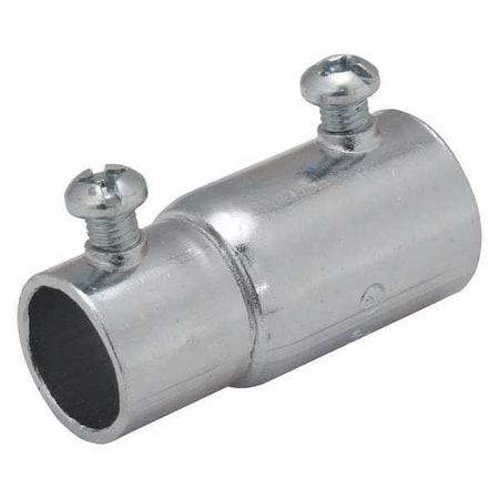 EMT/IMC Coupling, 1/2 in, Set Screw, Steel, Zinc Plated, Gray MPN:1432