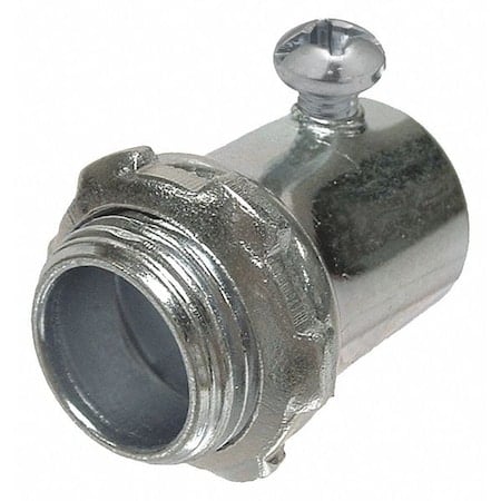 EMT Grounding Connector, 1/2 in, Set Screw, Steel, Zinc Plated, Gray MPN:2002