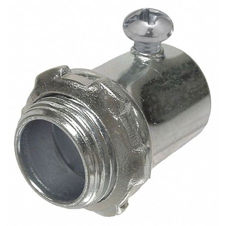 EMT Grounding Connector, 1-1/2 in, Set Screw, Steel, Zinc Plated, Gray MPN:2006