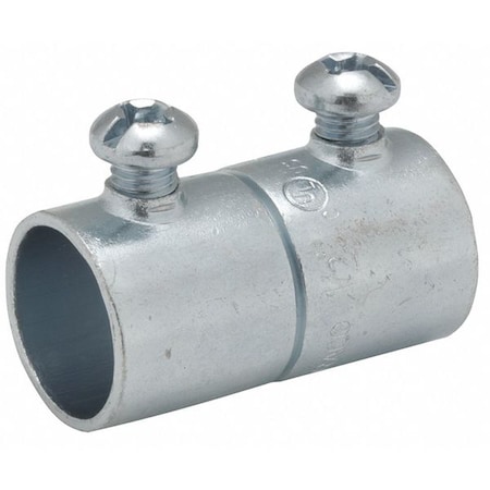 EMT Coupling, 1/2 in, Set Screw, Steel, Zinc Plated, Gray MPN:2022
