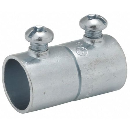 EMT Coupling, 1 in, Set Screw, Steel, Zinc Plated, Gray MPN:2024
