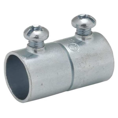 EMT Coupling, 1-1/2 in, Set Screw, Steel, Zinc Plated, Gray MPN:2026