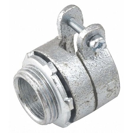 AC/MC Grounding Connector, 1-1/2 in, Push-On, Malleable Iron, Electro Zinc Plated MPN:2106