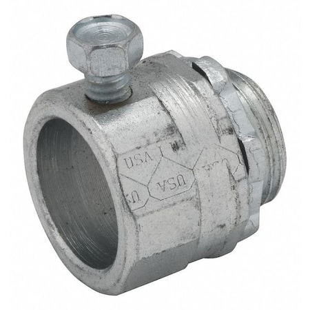 EMT Grounding Connector, 2-1/2 in, Set Screw, Steel, Zinc Plated, Gray MPN:2140