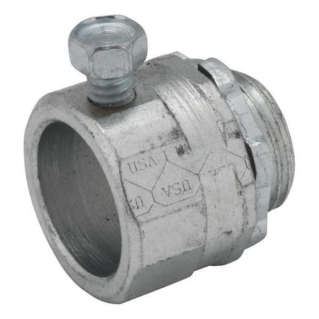 EMT Grounding Connector, 3-1/2 in, Set Screw, Steel, Zinc Plated, Gray MPN:2144