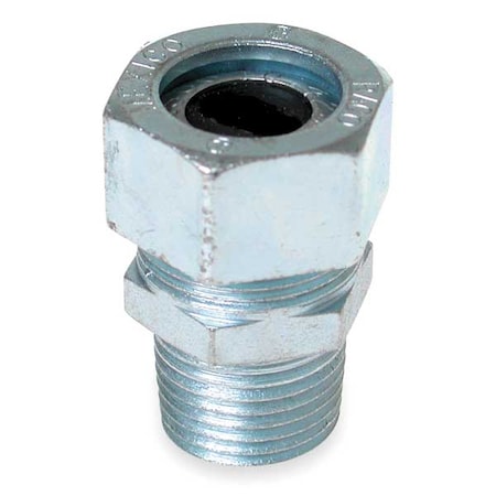 Liquid Tight Connector, 1/2in., Silver, Length: 1-11/32