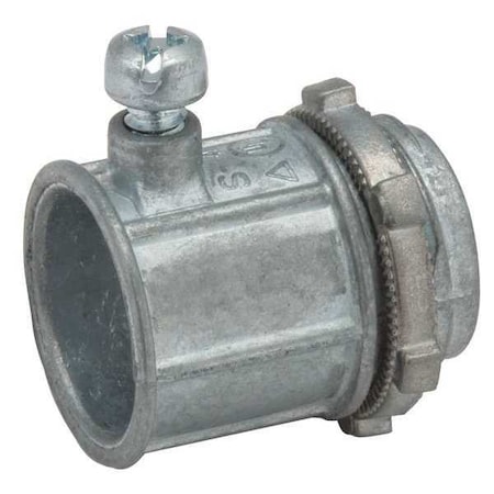 EMT Grounding Connector, 1/2 in, Set Screw, Zinc Alloy, Electro Zinc Plated, Gray MPN:2602