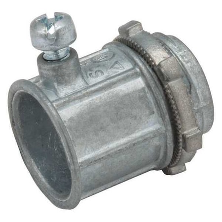 EMT Grounding Connector, 1-1/4 in, Set Screw, Zinc Alloy, Plain, Gray MPN:2605