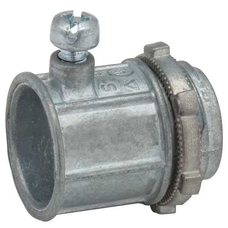 EMT Grounding Connector, 1-1/2 in, Set Screw, Zinc Alloy, Plain, Gray MPN:2606