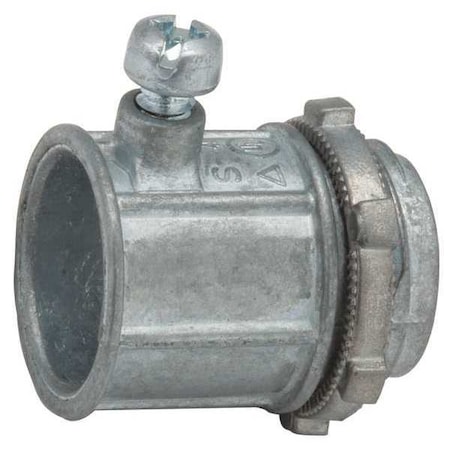 EMT Grounding Connector, 2 in, Set Screw, Zinc Alloy, Zinc Plated, Gray MPN:2608
