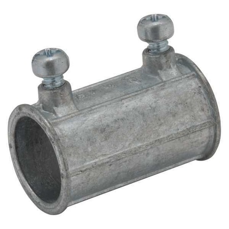 EMT Coupling, 1/2 in, Set Screw, Zinc Alloy, Electro Zinc Plated, Gray MPN:2622