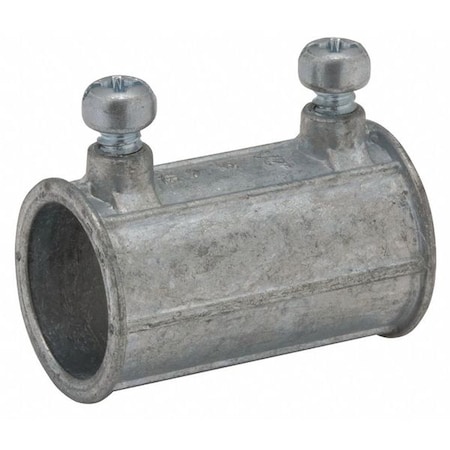 EMT Coupling, 2 in, Set Screw, Zinc Alloy, Plain, Gray MPN:2628