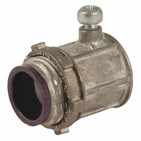 EMT Grounding Connector, 1-1/2 in, Set Screw, Zinc Alloy, Plain, Gray MPN:2638
