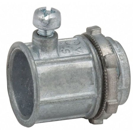 EMT Grounding Connector, 4 in, Set Screw, Zinc Alloy, Plain, Gray MPN:2646