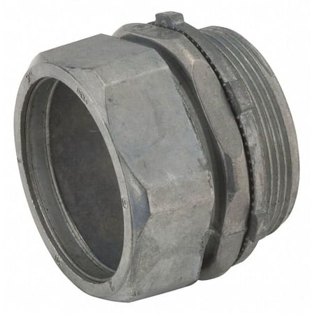 EMT Grounding Connector, 1/2 in, Compression, Zinc Alloy, Plain, Gray MPN:2802