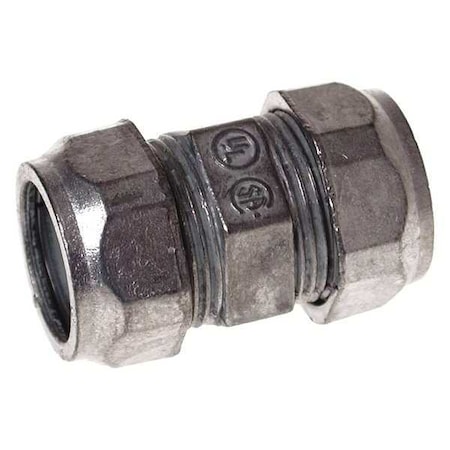 EMT Coupling, 1 in, Compression, Zinc Alloy, Zinc Plated, Gray MPN:2824