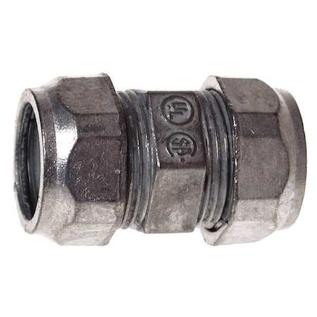 EMT Coupling, 1-1/2 in, Compression, Zinc Alloy, Zinc Plated, Gray MPN:2826