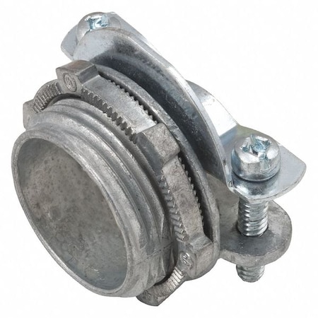 Conduit Fitting NM Sheathed Cable Connector, 1 in, Threaded, Die Cast Zinc, Zinc Plated, Silver MPN:2864