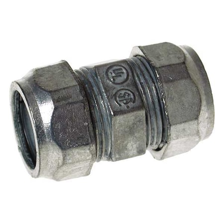 EMT Coupling, 3 in, Compression, Zinc Alloy, Zinc Plated, Gray MPN:2872