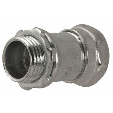 EMT Grounding Connector, 1-1/2 in, Compression, Steel, Zinc Plated, Gray MPN:2906