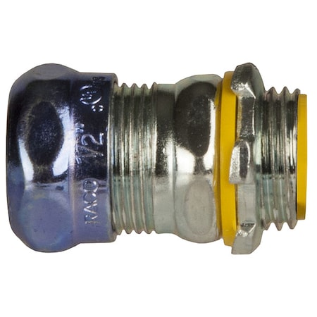 EMT Grounding Connector, 1/2 in, Compression, Steel, Zinc Plated, Black; Gray MPN:2912RT
