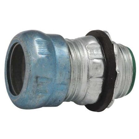 EMT Grounding Connector, 1-1/4 in, Compression, Steel, Zinc Plated, Black; Gray MPN:2915RT