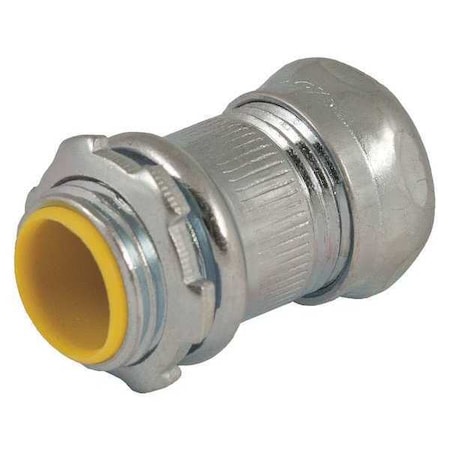 EMT Grounding Connector, 1-1/2 in, Compression, Steel, Zinc Plated, Gray MPN:2916
