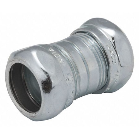 EMT Coupling, 1/2 in, Compression, Steel, Plain, Gray MPN:2922