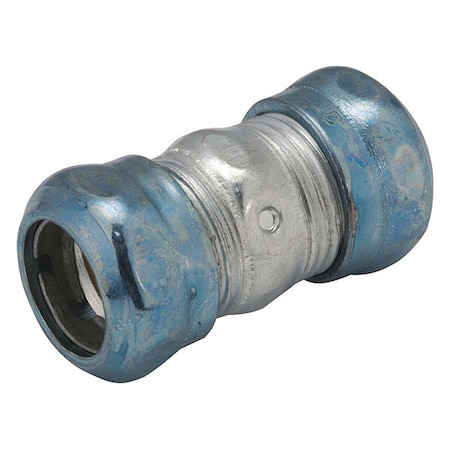 EMT Coupling, 1-1/2 in, Compression, Steel, Zinc Plated, Blue; Gray MPN:2926RT