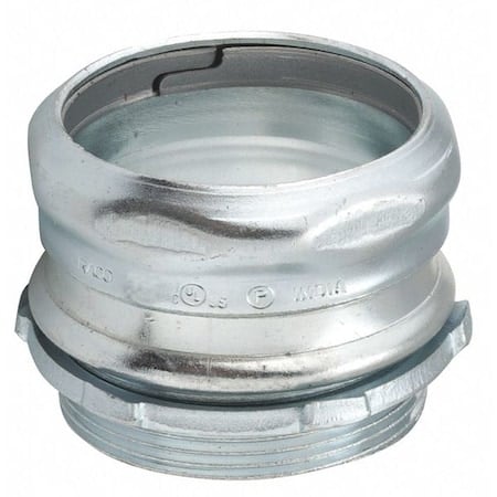 EMT Grounding Connector, 4 in, Compression, Steel, Electro Zinc Plated, Gray MPN:2946