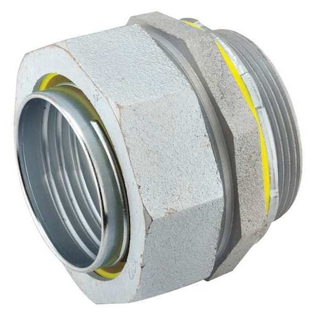 Conduit Fitting Connector, 1 in, Liquid-Tight, Steel, Electro Zinc Plated, Gray MPN:3404